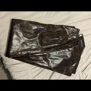 Faux Snakeskin Wide Leg Trousers